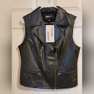 Metrostyle Genuine Leather Black Vest NWT